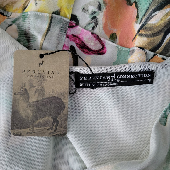 Peruvian Connection Tahitian Flowers Maxi Dress Small Green Floral Tropical NEW - Picture 13 of 16